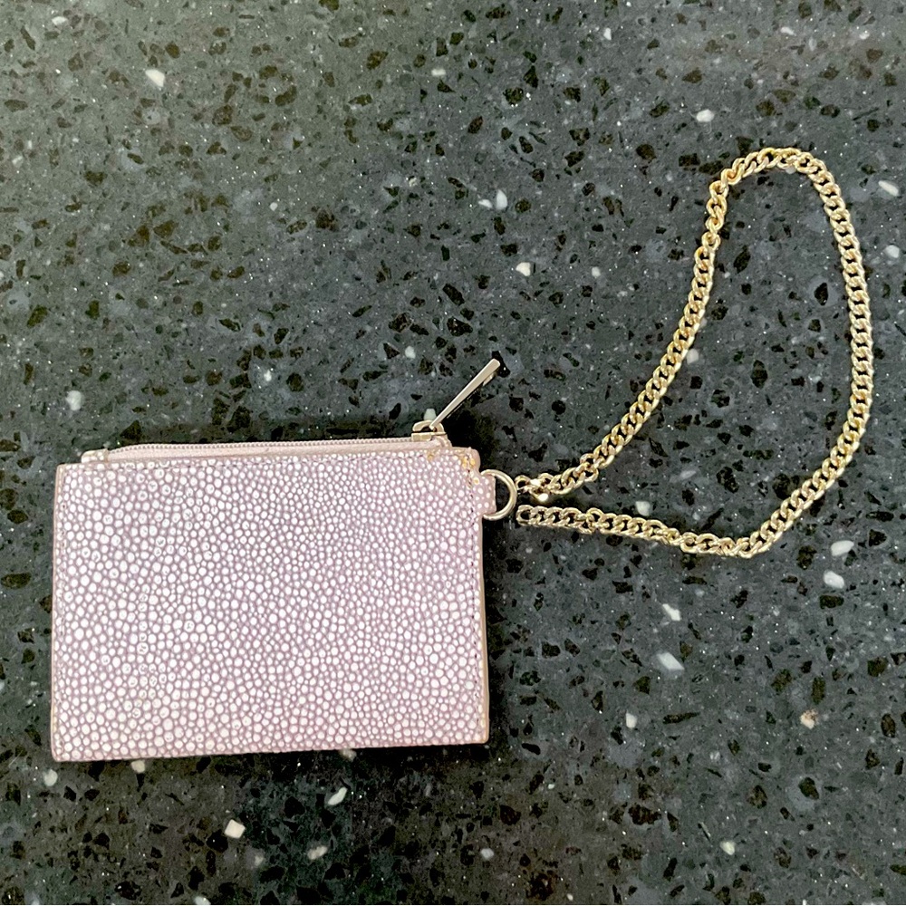 Michael kors textured leather chain wallet wristlet card case lavender lilac